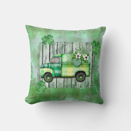 セントパトリックの日格子状ヴィンテージトラック クッション (正面)