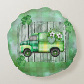 セントパトリックの日格子状ヴィンテージトラック ラウンドクッション (裏面)