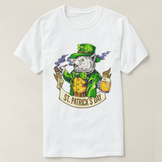 セントパトリックの日猫 Tシャツ (デザイン正面)