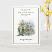 セントパトリックの日誕生日バラセルティッククロス カード (黄色い花)