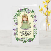 セントパトリックの日誕生日。リトルアイリッシュプリンセス カード (黄色い花)