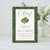 セントパトリックの日金ゴールドグリーンシャムロックベビーシャワー 招待状 (スタンド正面)