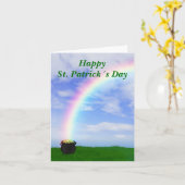 セントパトリックの日金ゴールドポット – グリーティングカード (黄色い花)