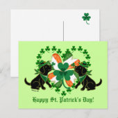 セントパトリックの日2ブラックラブラドール ポストカード (正面/裏面)