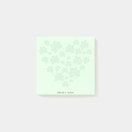 セントパトリックの日3リーフクローバーハートグリーンパステル ポストイット (正面)