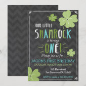 セントパトリックの日4リーフクローバー誕生日招待状 招待状 (正面/裏面)