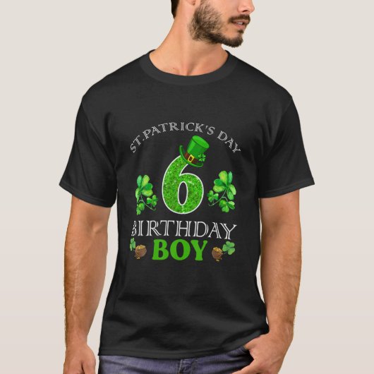 セントパトリックの日6歳の誕生日ボーイハッピービ Tシャツ (正面)