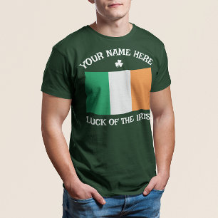 セントパトリックの日 アイルランドの旗 カスタムネーム シャムロック Tシャツ
