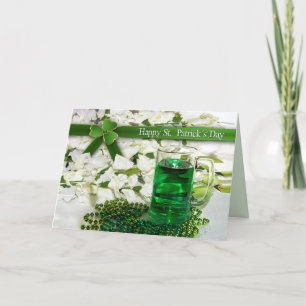 セントパトリックの日 – 緑飲料とマグカップ – ビーズ カード