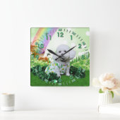 セントパトリックの日- Bichon Frise - Mia スクエア壁時計 (ホーム)