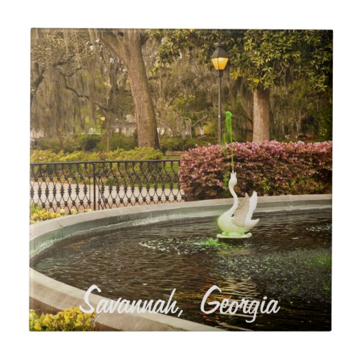 セントパトリックの日- Forsythの噴水、サバンナ、GA タイル (正面)