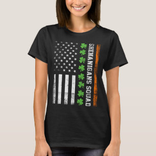 セントパトリックの日Cリーフシェナニガンズスクワッド米国国旗 Tシャツ