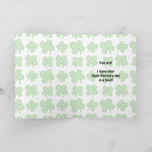 セントパトリックの昼行性のフクロウの挨拶状 カード (内部)