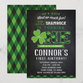 セントパトリックの最初の誕生日招待状 黒板 招待状