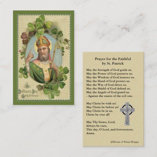 セントパトリックの聖カードとアイルランド祈りの言葉 名刺 (正面/裏面)