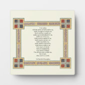 セントパトリックの胸当て祈りの言葉とケルト結び目模様 フォトプラーク (正面)