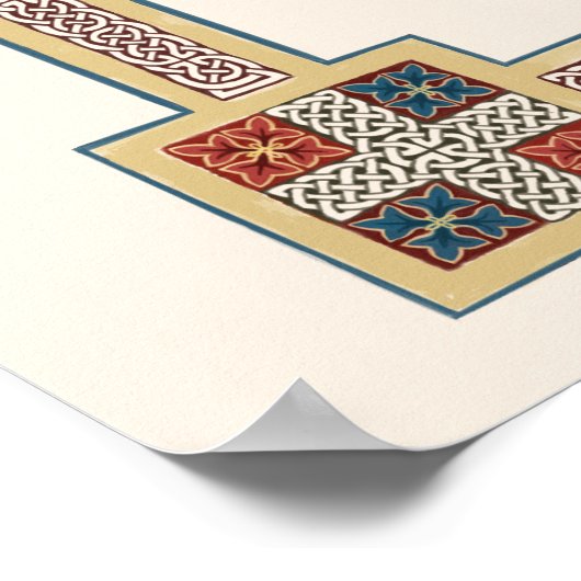 セントパトリックの胸当て祈りの言葉とケルト結び目模様 ポスター (角)