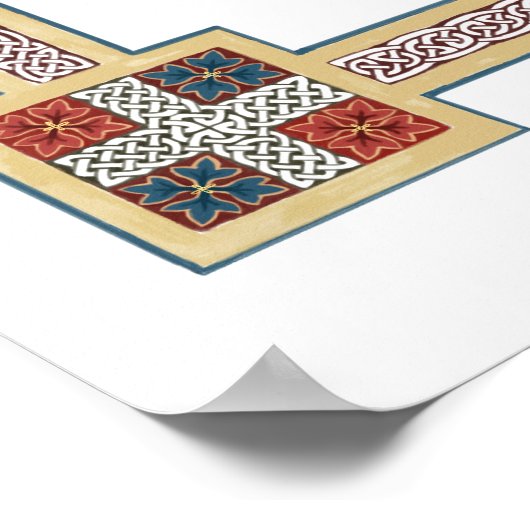 セントパトリックの胸当て祈りの言葉とケルト結び目模様 ポスター (角)