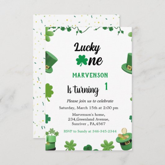 セントパトリックの誕生日の男の子シャーロックの招待 (正面/裏面)
