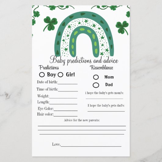 セントパトリックの赤ちゃんシャワー予測ゲーム 赤ちゃんシャワー (正面)