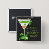 セントパトリックスデイシャムロックカクテルボタン 缶バッジ (正面&裏面)