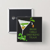 セントパトリックスデイシャムロックカクテルボタン 缶バッジ (正面&裏面)