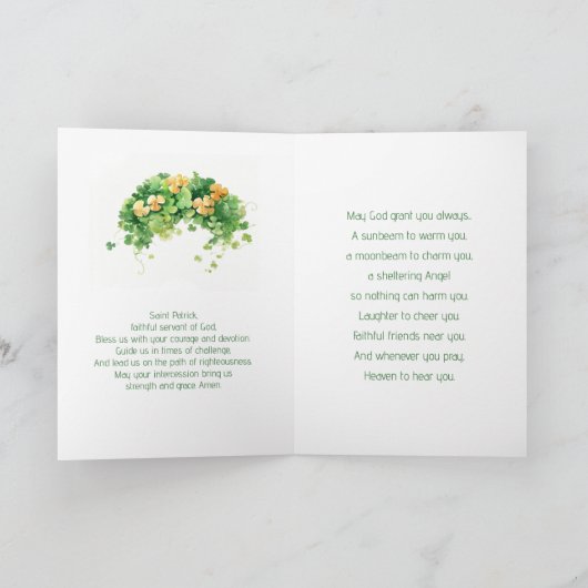 セントパトリックスデイシャムロ賛美ックスと祈りの言葉 カード (内部)
