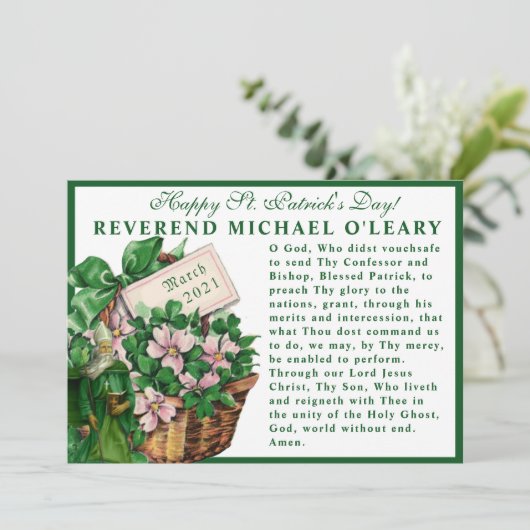 セントパトリックスデイ宗教的祈りの言葉シャームロック カード (スタンド正面)
