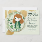 セントパトリックスラッキー誕生日ガールシャムロックパーティー 招待状 (正面)