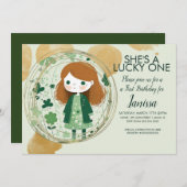 セントパトリックスラッキー誕生日ガールシャムロックパーティー 招待状 (正面/裏面)