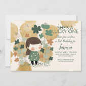 セントパトリックスラッキー誕生日ガールシャムロック金ゴールド 招待状 (正面)