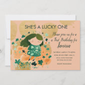 セントパトリックスラッキー誕生日ガールシャームロックパーティー 招待状 (正面)