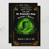 セントパトリックズデイパーティの招待状グリーン金ゴールド 招待状 (正面/裏面)