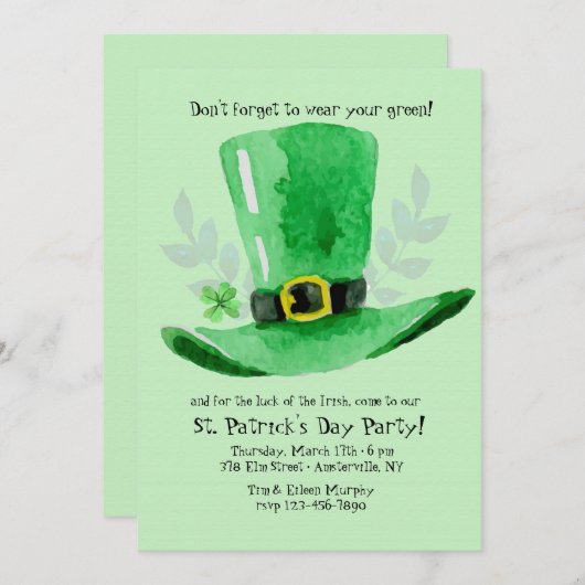 セントパトリックズデイパーティの招待状 招待状 (正面/裏面)