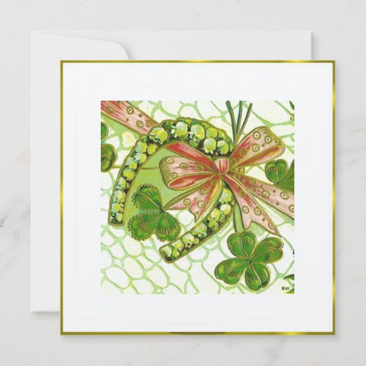 セントパトリックズデイ-金ゴールドケルト結び目模様招待状 招待状 (裏面)