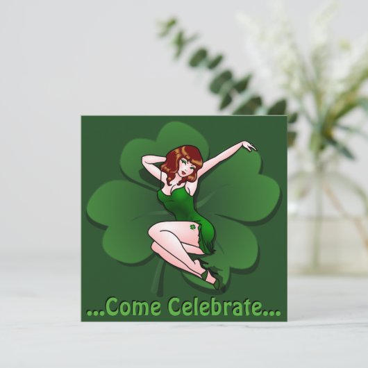 セントパトリックズパーティの招待状ラッパーソナライズされたキー 招待状 (スタンド正面)