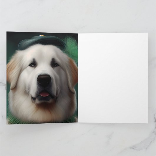 セントパトリックデイのドレスを着たグレートピレニーズ カード (内部)