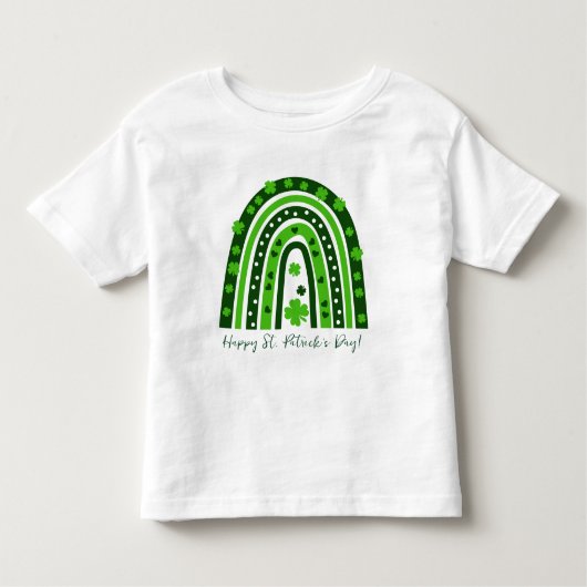 セントパトリックデイの緑のシロツメクサの虹 トドラーTシャツ (正面)