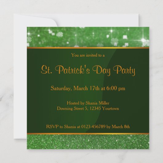 セントパトリックデイの輝くシャムロック 招待状 (裏面)