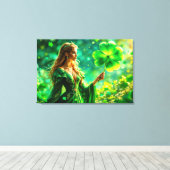 セントパトリックデイ神秘的プリンセスクローバー魔法 キャンバスプリント (インサイチュ (ウッドフロア))