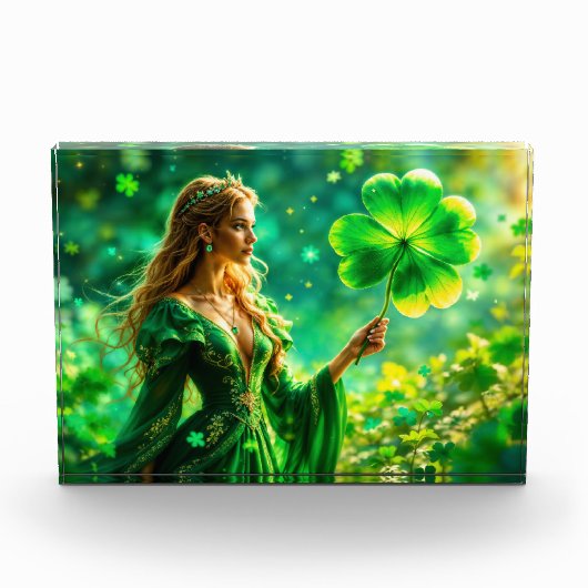 セントパトリックデイ神秘的プリンセスクローバー魔法 フォトブロック (正面)