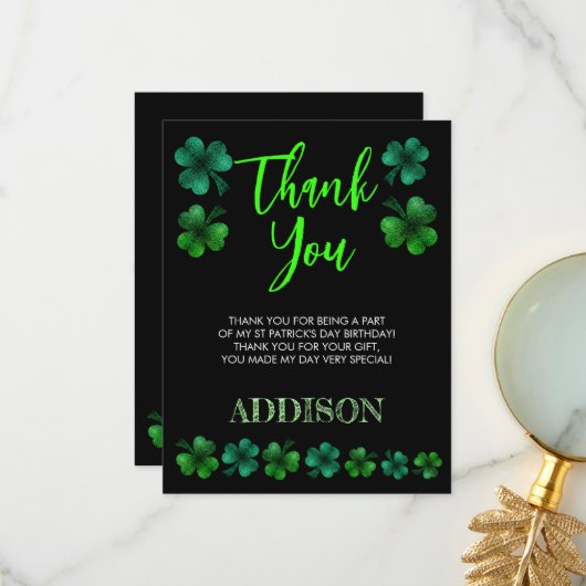 セントパトリックデイ誕生日レッツパーティーシャーロック サンキューカード (正面/裏面インサイチュ)