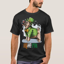 セントパトリックデイ アイリッシュ パグ ドッグ Tシャツ