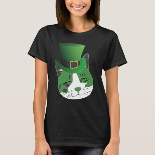 セントパトリックデーのかわいい猫 Tシャツ (正面)