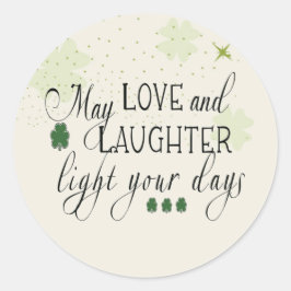 セントパトリックデーのアイルランドの祝福 緑のシロツメクサ ラウンドシール