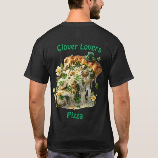 セントパトリックデーのクローバーラバーズピザ Tシャツ (裏面)