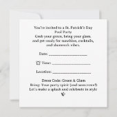 セントパトリックデーのグリッター猫プールパーティー 招待状 (裏面)
