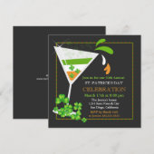 セントパトリックデーのシャムロック旗をモチーフにしたカクテルパーティーのご招待 招待状 (正面/裏面)