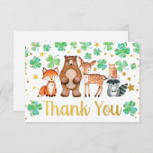 セントパトリックデーのシャムロック森のベイビーシャワー サンキューカード (正面/裏面)