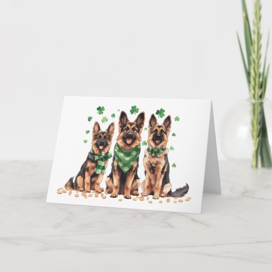 セントパトリックデーのジャーマンシェパード犬 シーズンカード (正面)